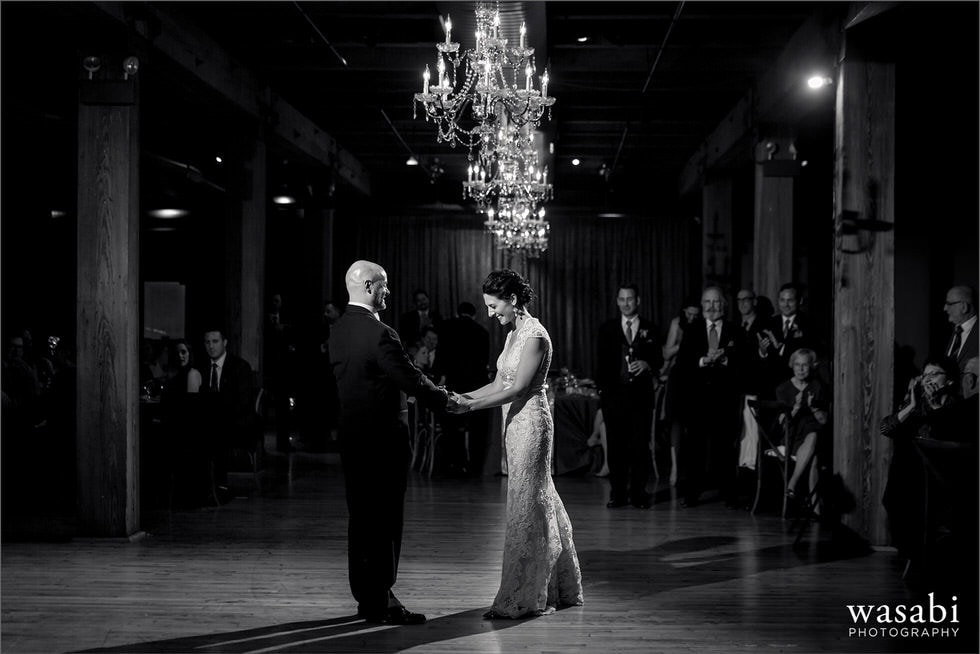 Bride and Groom first dance at Bridgeport Art Center's Sculpture Garden