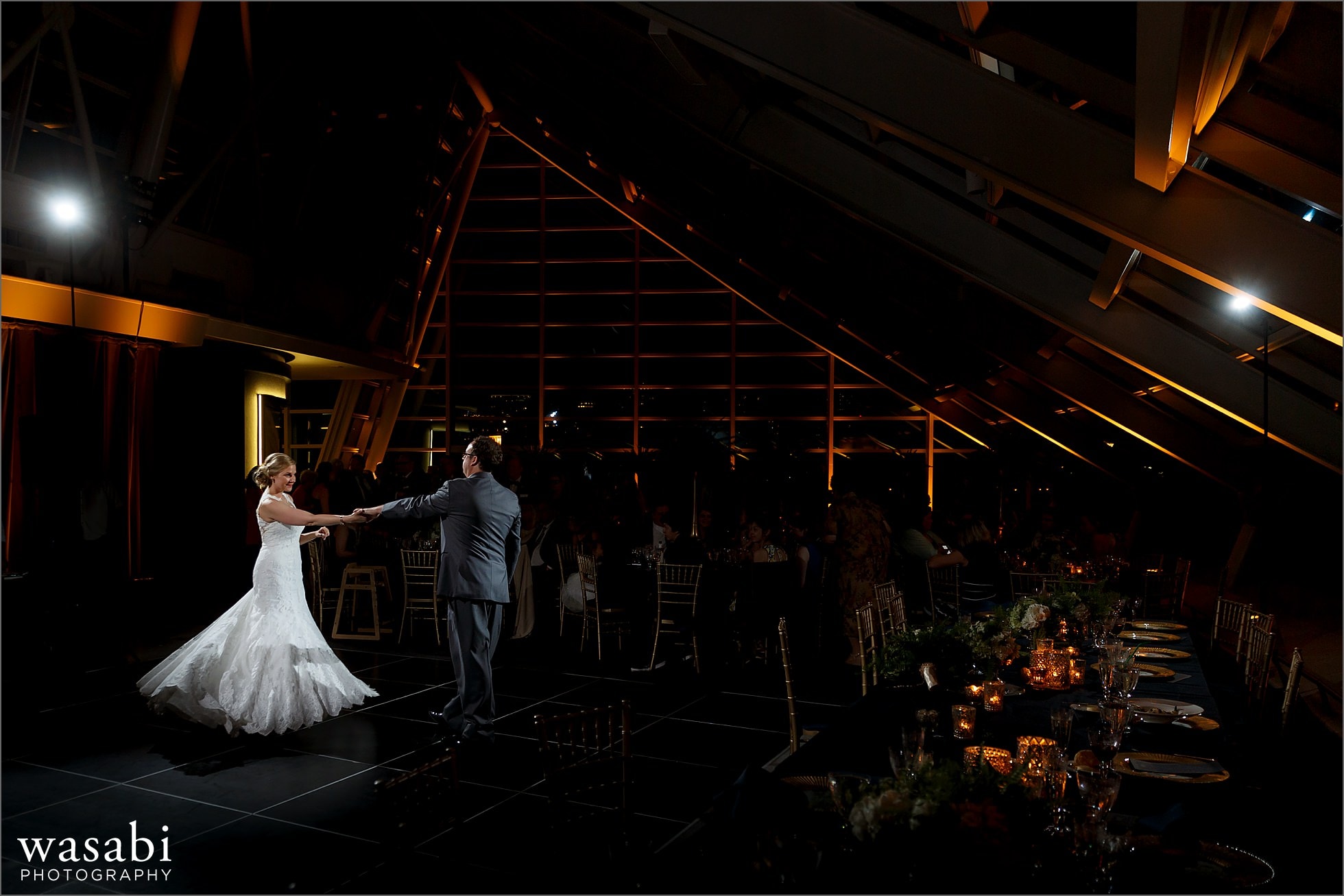 adler planetarium wedding reception dancing photos