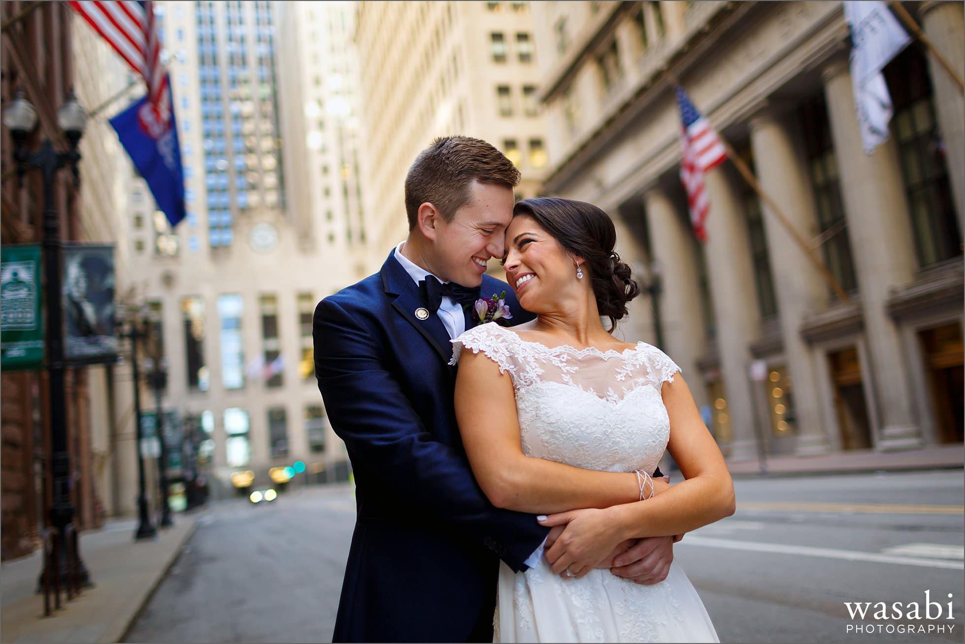 lasalle street chicago wedding photos