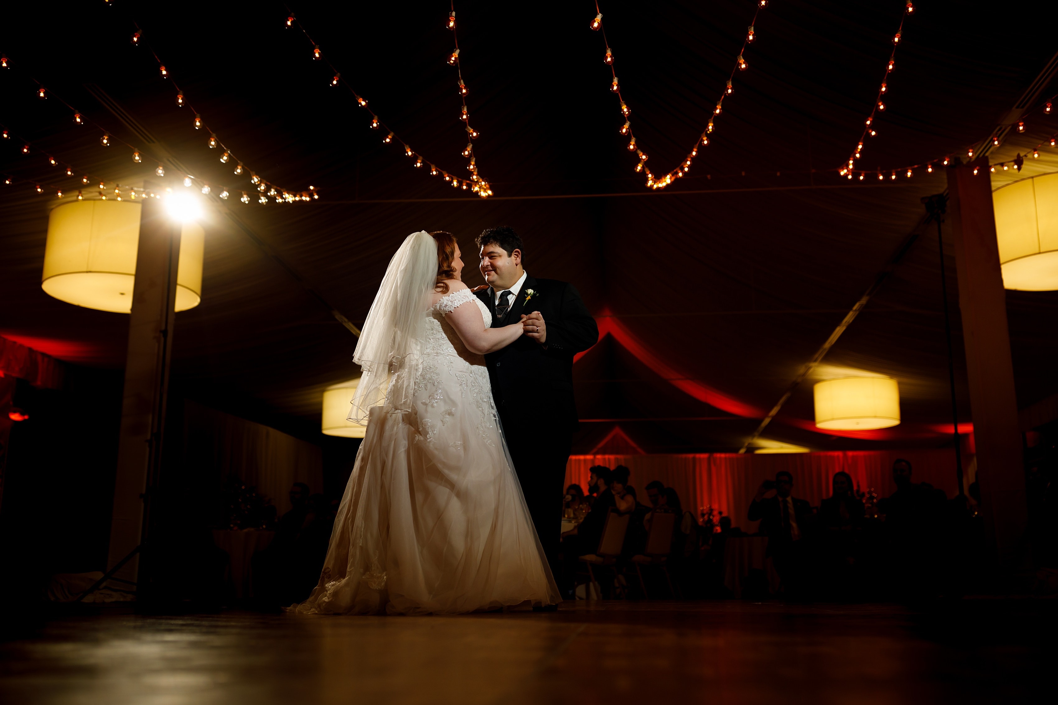 bride and groom first dance wedding reception at Lincolnshire Marriott Resort