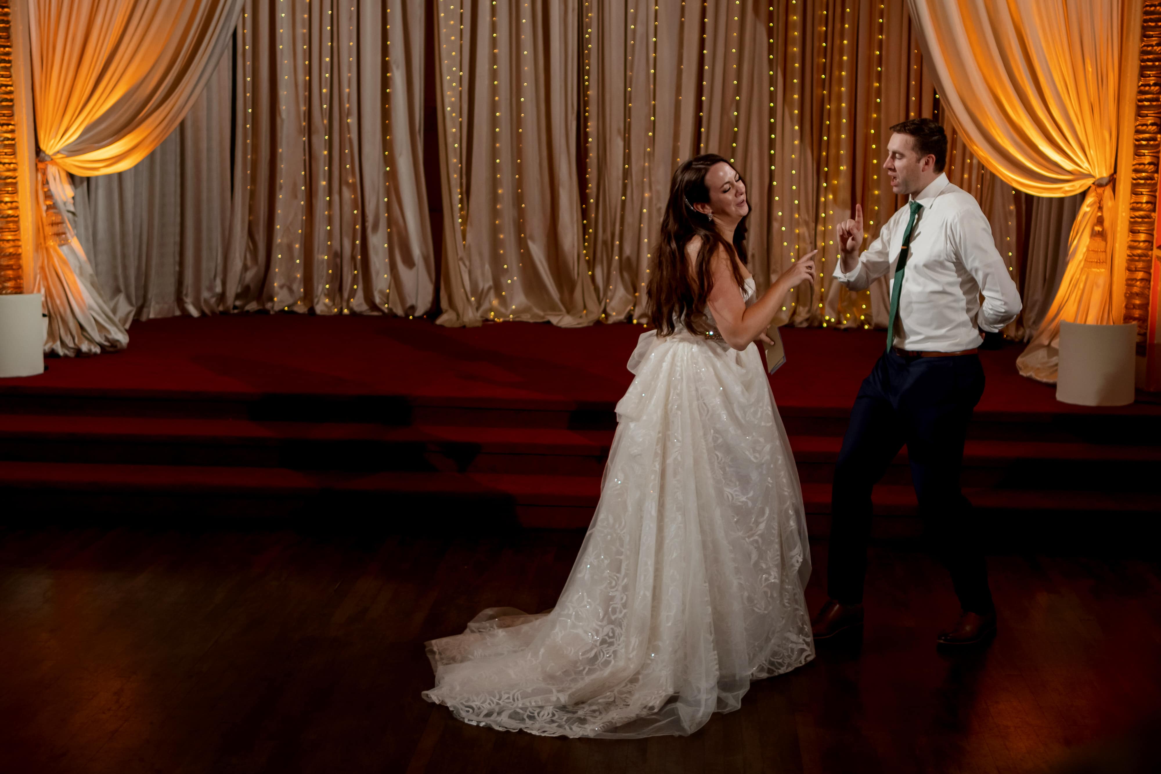 bride and groom dance during wedding reception at Stan Mansion in Chicago
