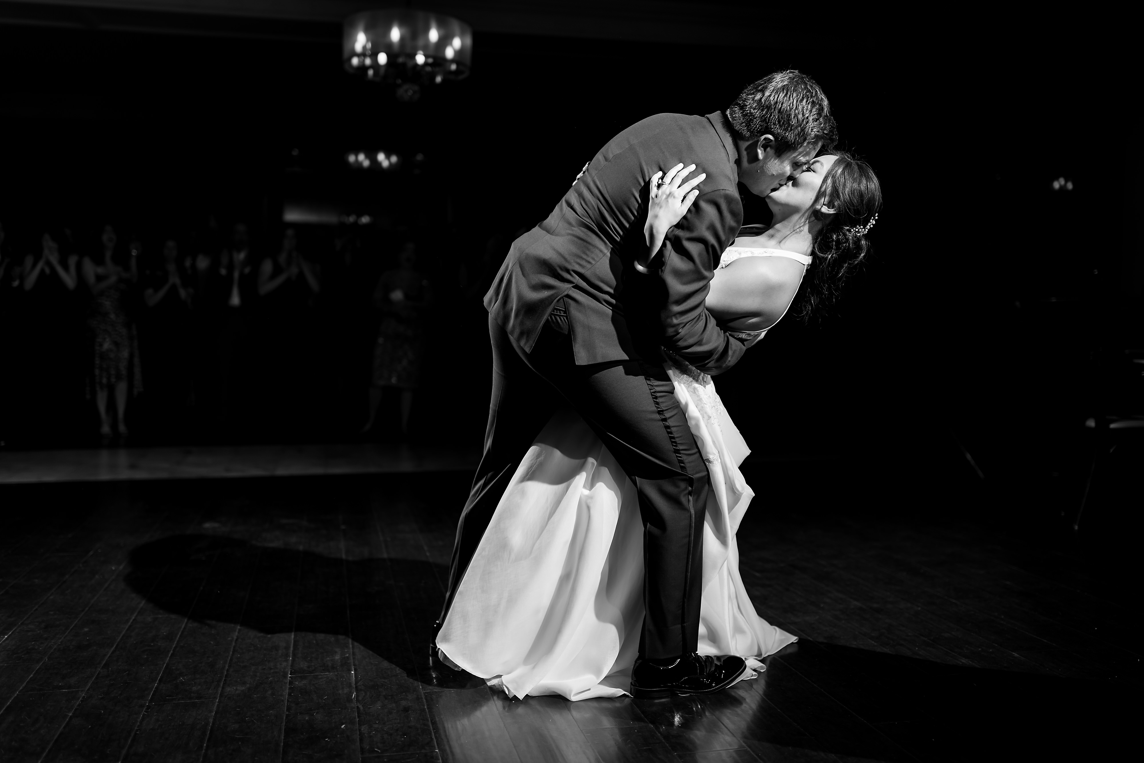 bride and groom first dance during wedding reception at Salvatore's
