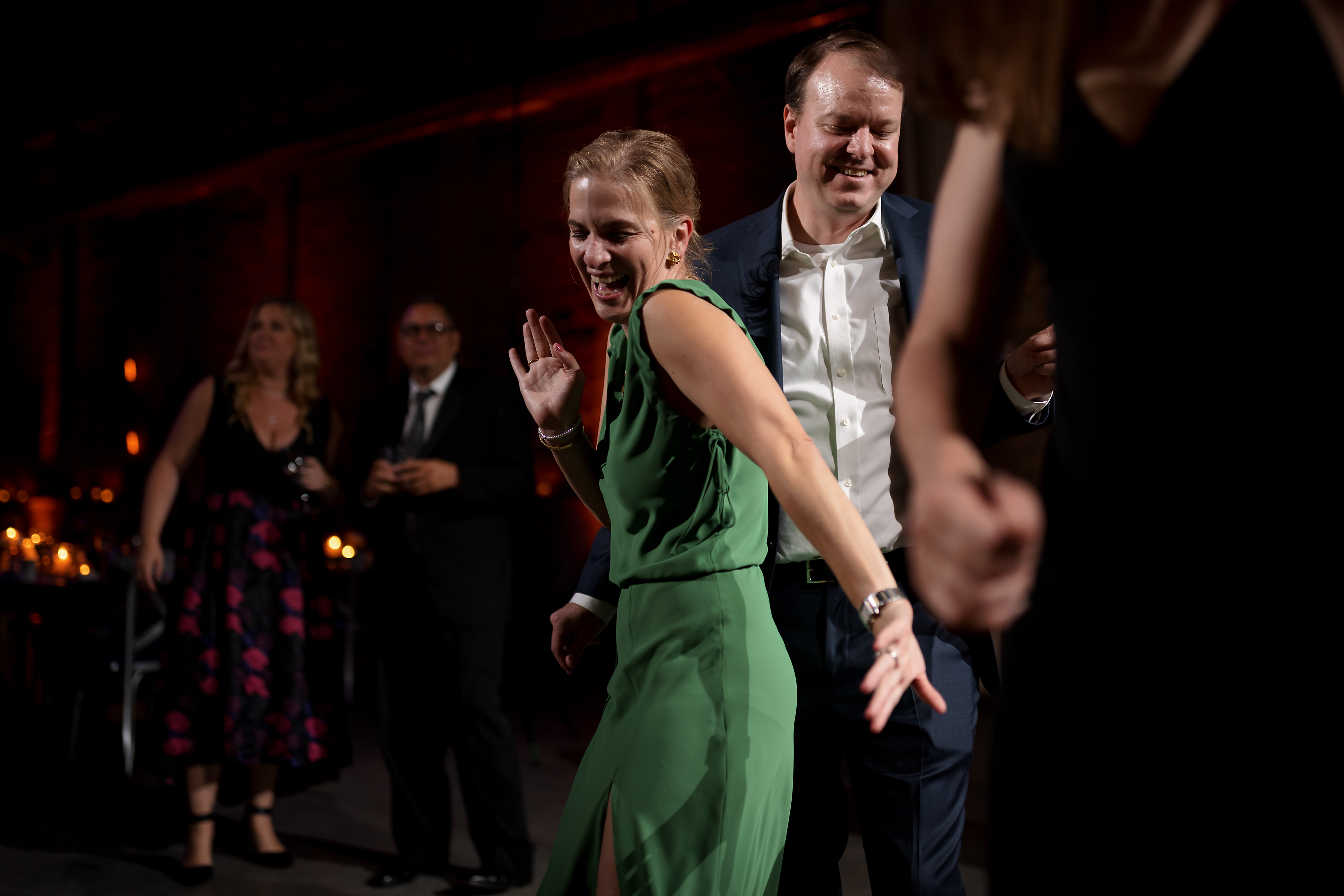 wedding guests dance during reception at The Fairlie