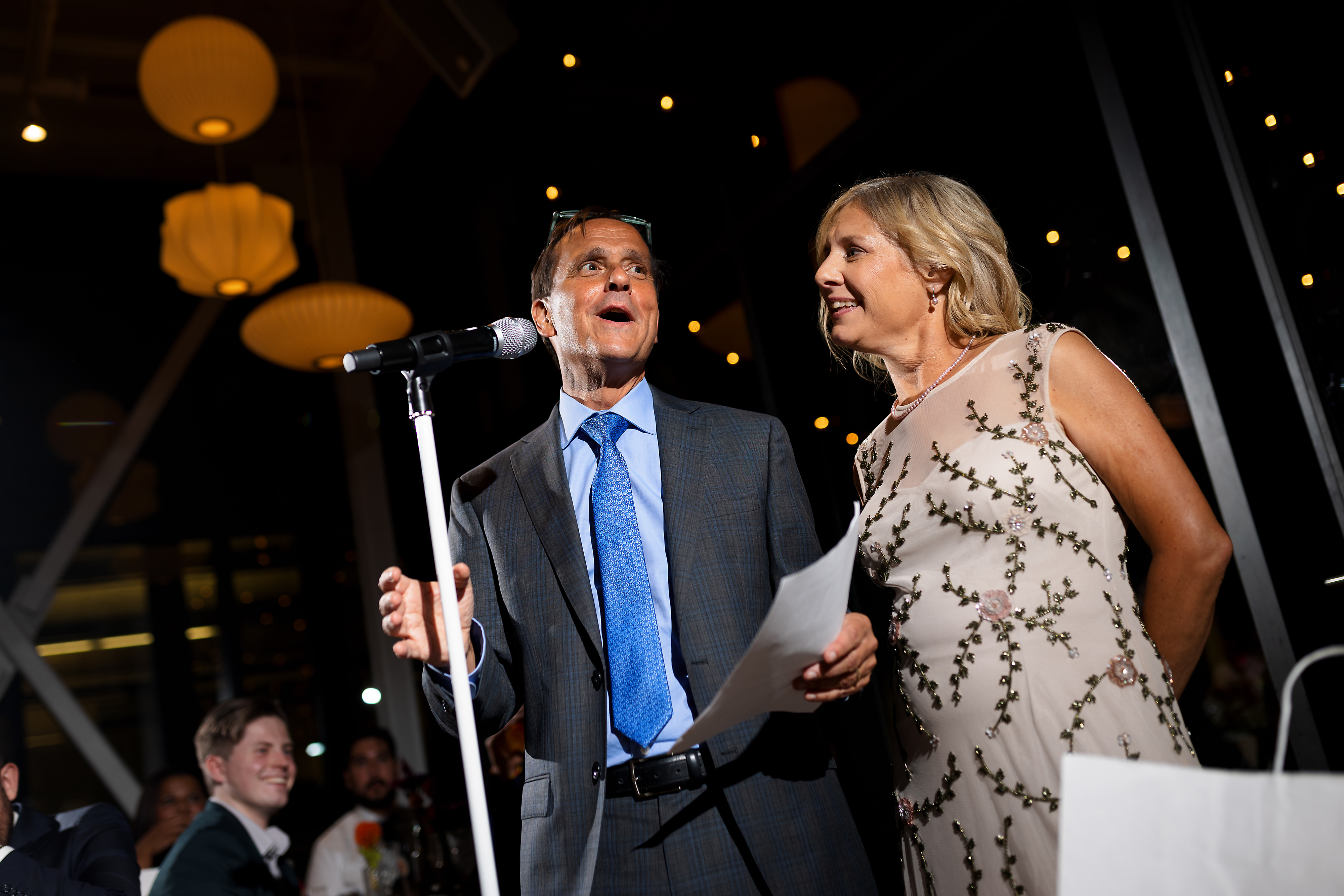 parents toast during wedding reception at Greenhouse Loft in Chicago