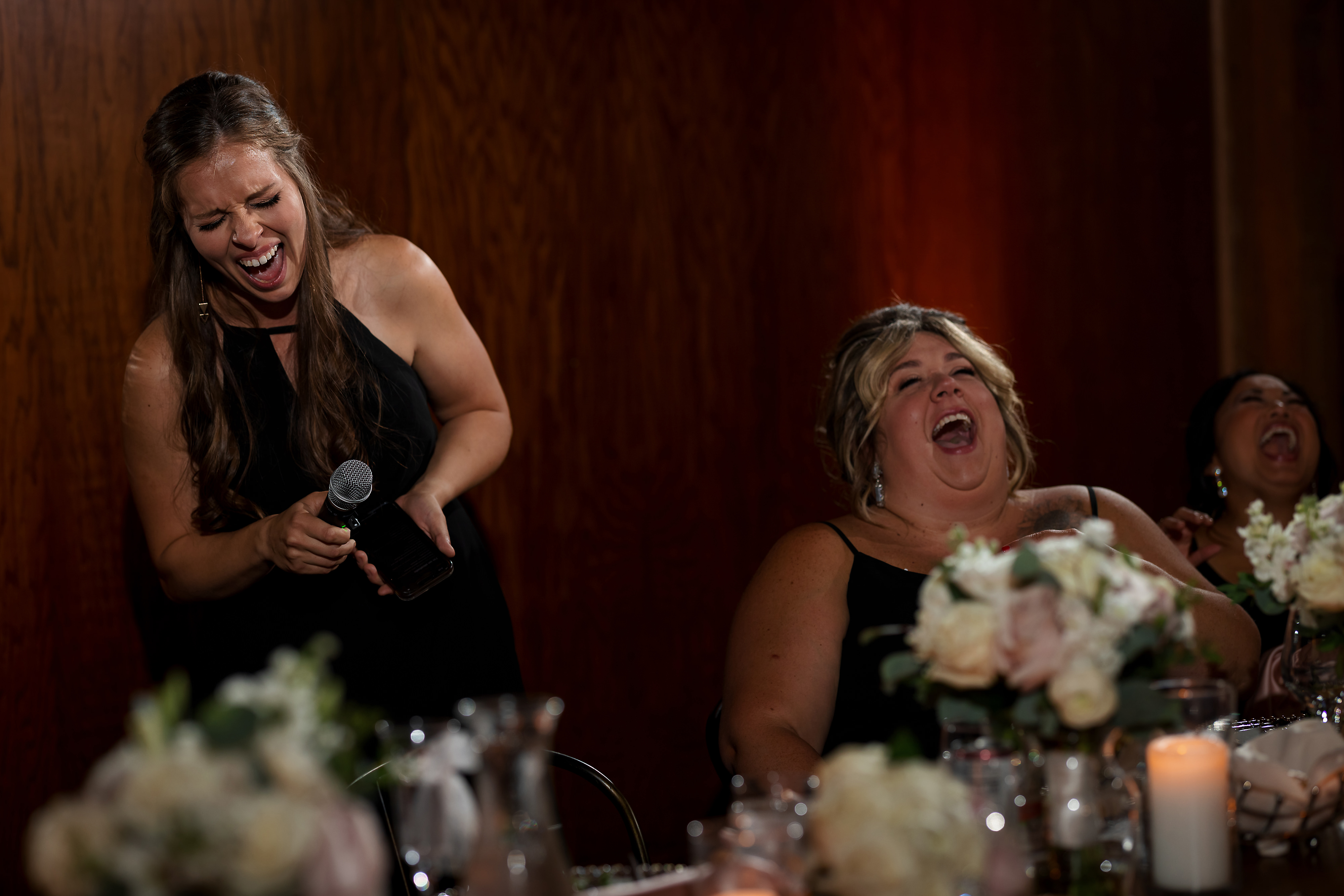 Maid of honor gives toast during Artifact Events wedding reception in Chicago.