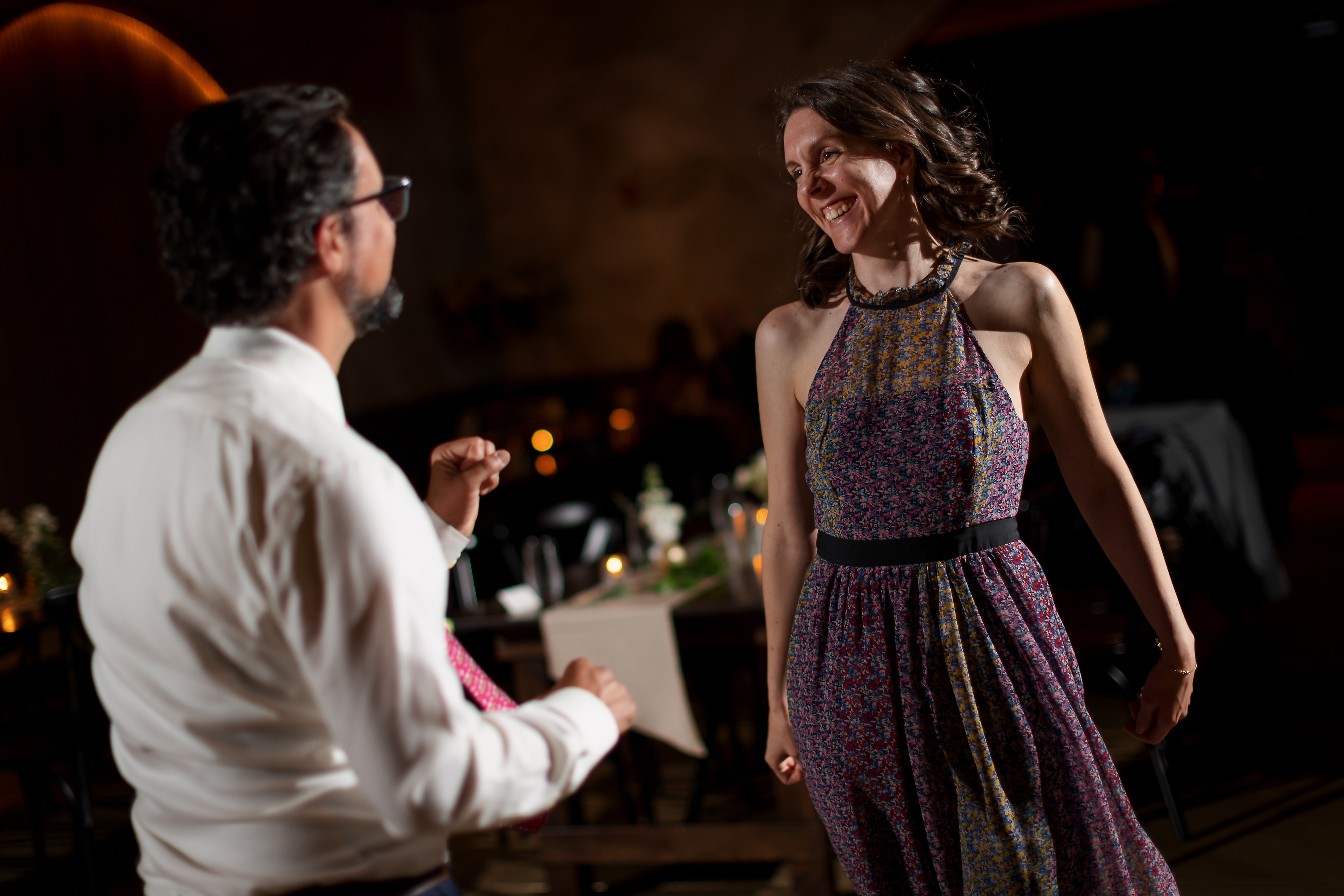 wedding guests dance during reception at Chicago Winery