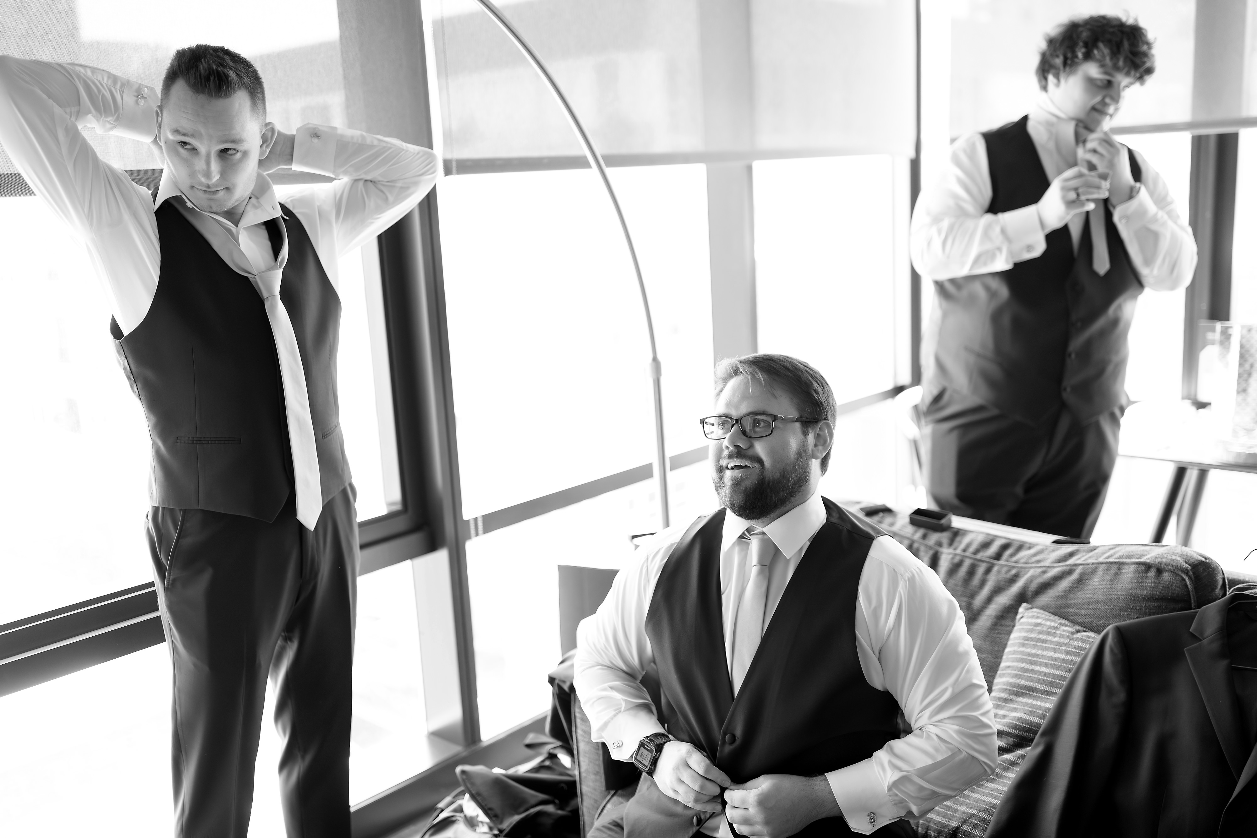 groomsmen get ready for wedding