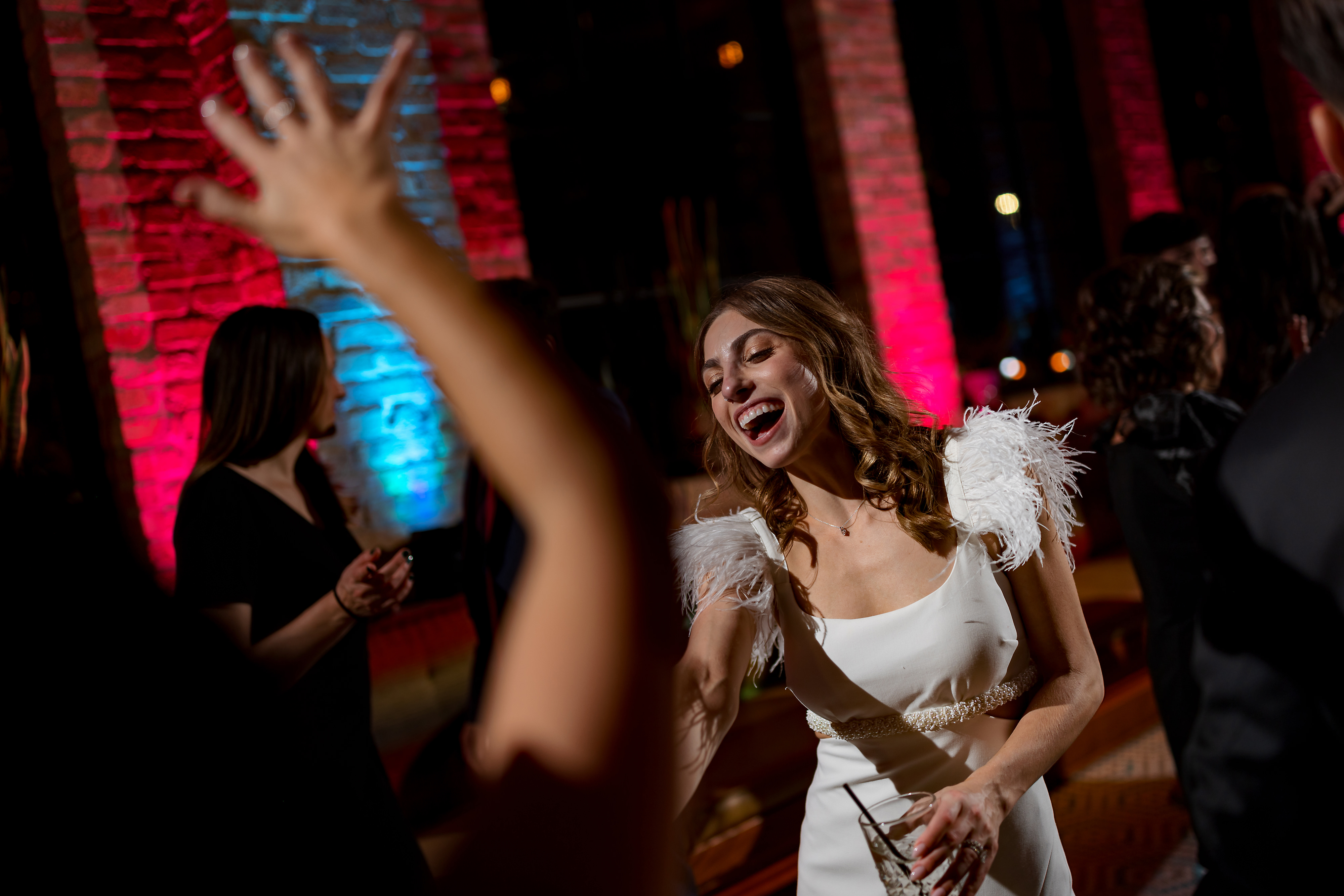 guests dance during wedding reception at Tabu Restaurant in Chicago's West Loop